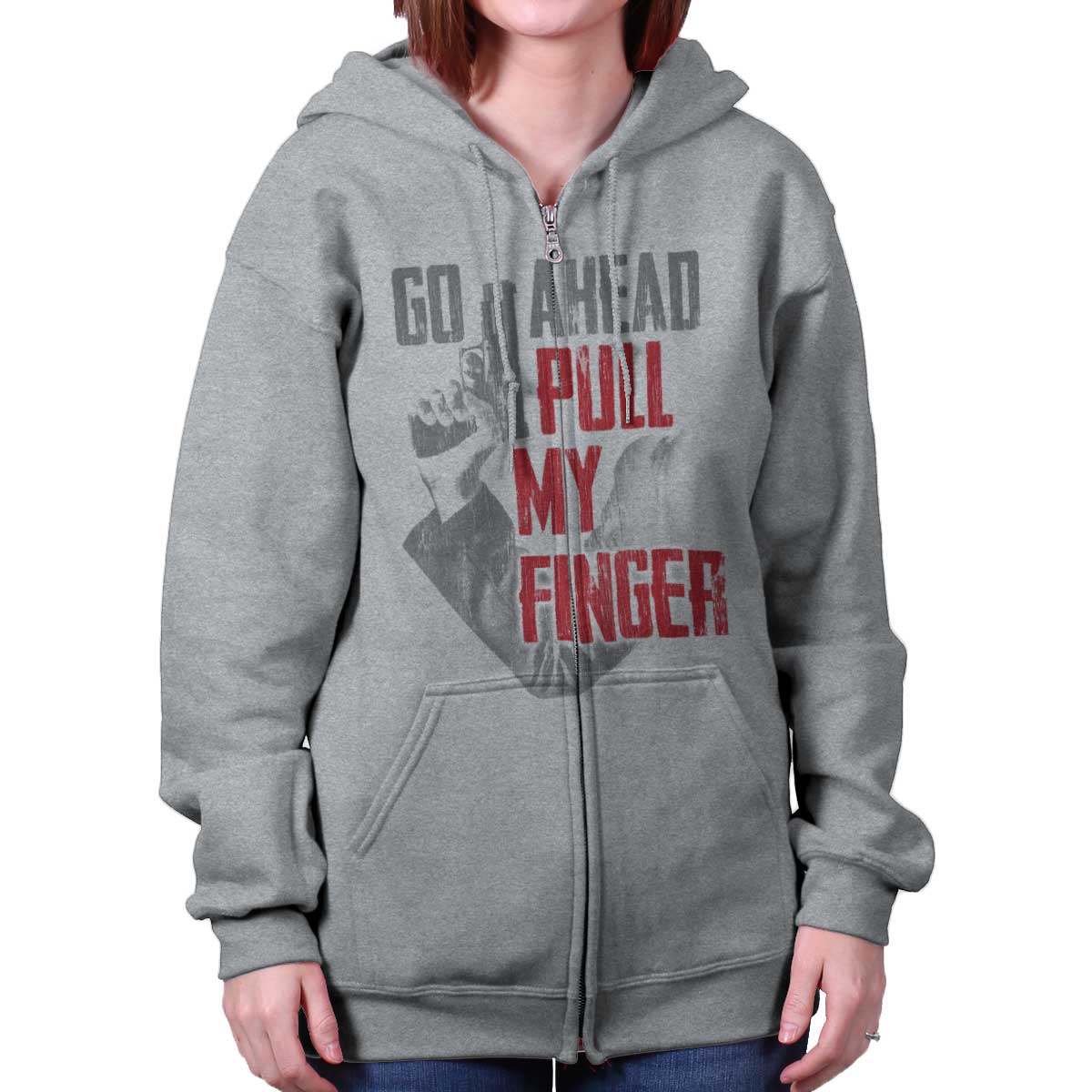 SportGrey|Go Ahead Pull My Finger Zip Hoodie|Tactical Tees