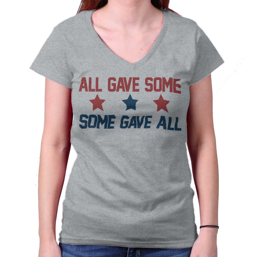 SportGrey|Some Gave All Junior Fit V-Neck T-Shirt|Tactical Tees