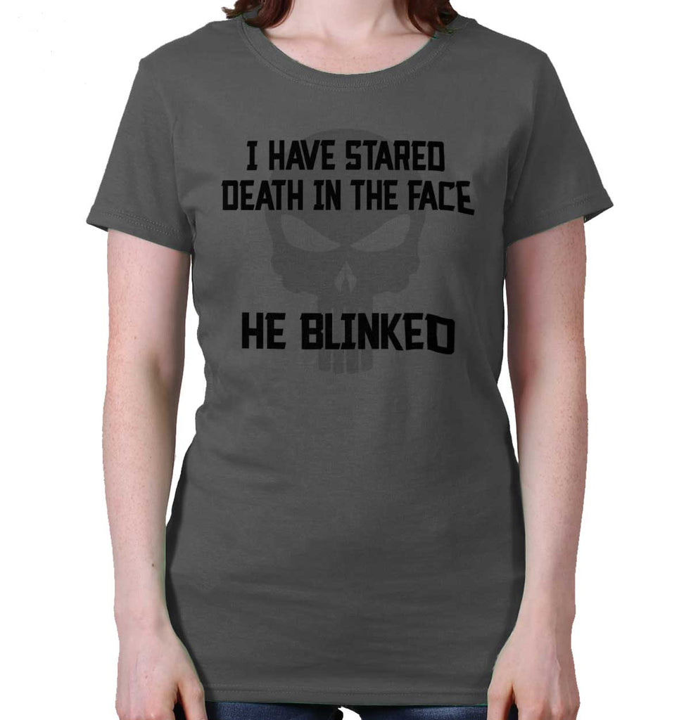Charcoal|He Blinked Ladies T-Shirt|Tactical Tees