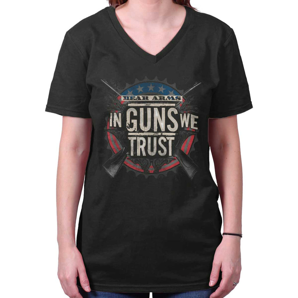 Black|In Guns We Trust V-Neck T-Shirt|Tactical Tees
