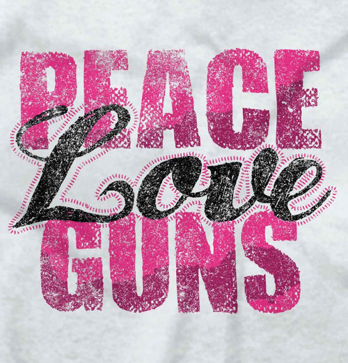 White2|Peace Love Guns Junior Fit V-Neck T-Shirt|Tactical Tees