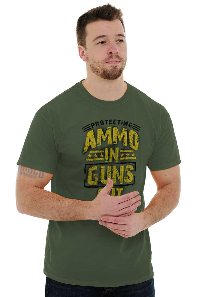 Male_MilitaryGreen2|Ammo In Guns Out Protecting Rights T-Shirt|Tactical Tees