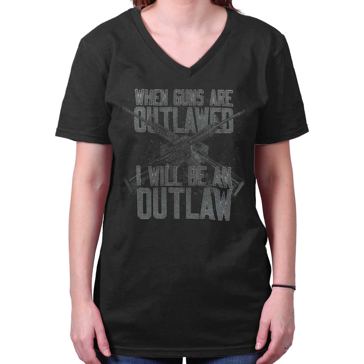 Black|Outlaw V-Neck T-Shirt|Tactical Tees