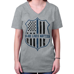 SportGrey|Blue Lives Matter Flag V-Neck T-Shirt|Tactical Tees