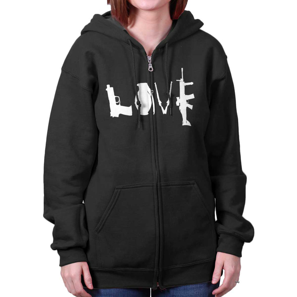 Black|Gun Love Zip Hoodie|Tactical Tees