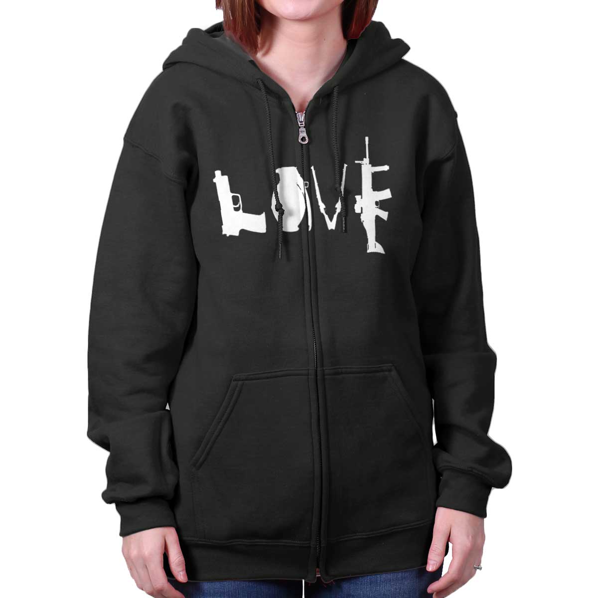 Black|Gun Love Zip Hoodie|Tactical Tees