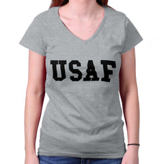 SportGrey|USAF Logo Junior Fitted V-Neck T-Shirt|Tactical Tees