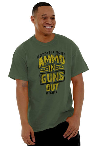 Male_MilitaryGreen1|Ammo In Guns Out Protecting Rights T-Shirt|Tactical Tees