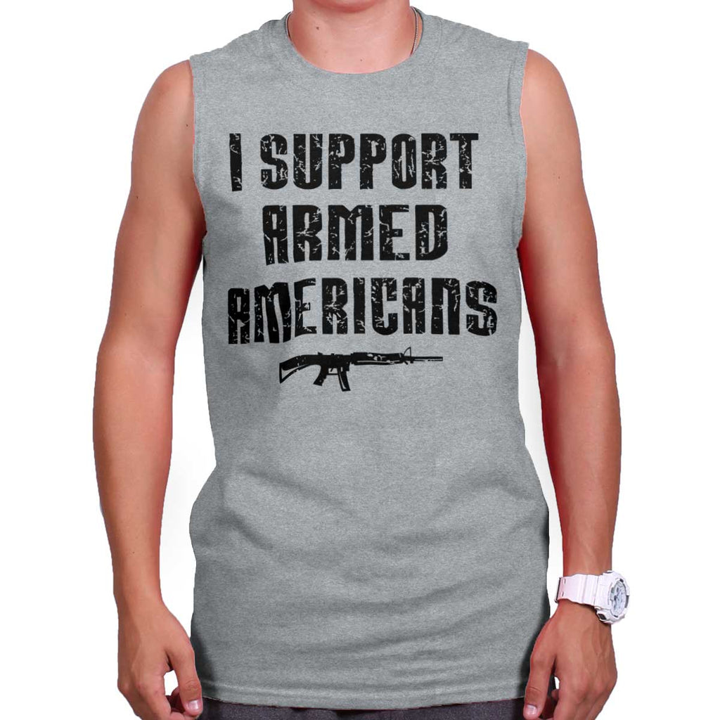 SportGrey|Support Armed Americans Sleeveless T-Shirt|Tactical Tees