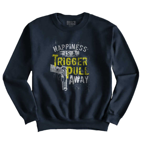 Navy|Happiness is A Trigger Pull Away Crewneck Sweatshirt|Tactical Tees