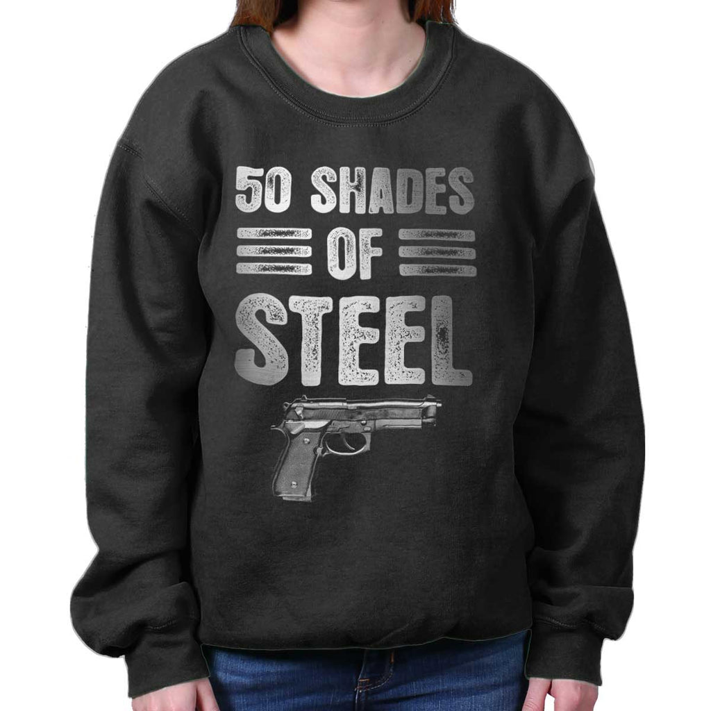 Black|50 Shades of Steel Crewneck Sweatshirt|Tactical Tees