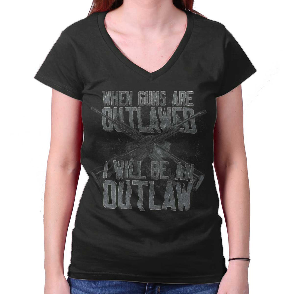 Black|Outlaw Junior Fit V-Neck T-Shirt|Tactical Tees