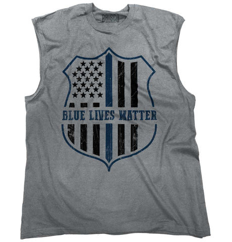 SportGrey|Blue Lives Matter Flag Sleeveless T-Shirt|Tactical Tees