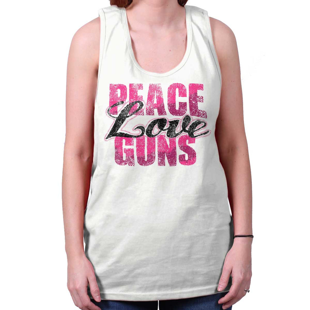 White|Peace Love Guns Tank Top|Tactical Tees