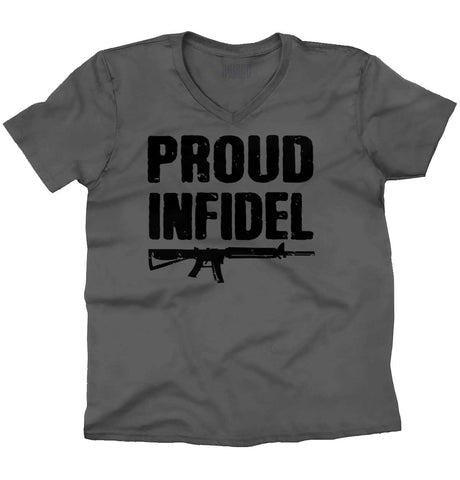 Charcoal|Proud Infidel V-Neck T-Shirt|Tactical Tees
