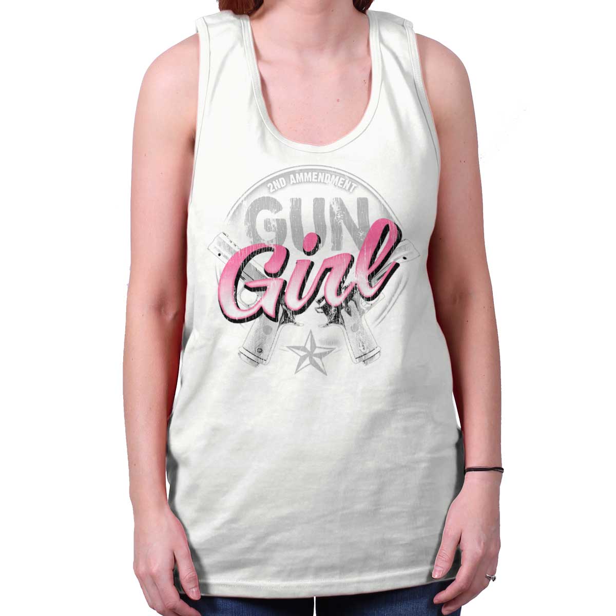 White|Gun Girl Tank Top|Tactical Tees