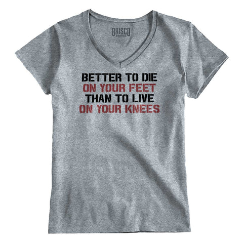 SportGrey|Die on Your Feet Junior Fit V-Neck T-Shirt|Tactical Tees