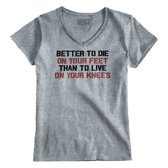 SportGrey1|Die on Your Feet Junior Fit V-Neck T-Shirt|Tactical Tees