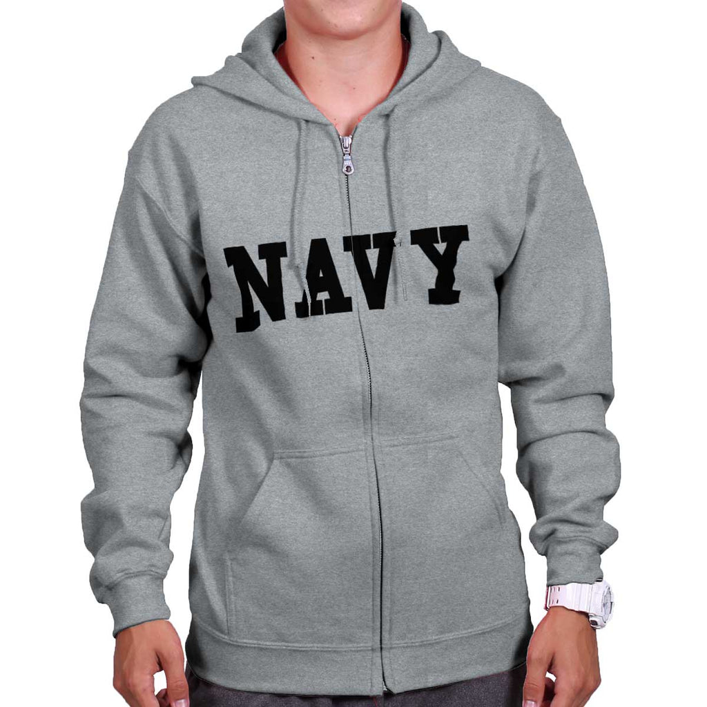 SportGrey|Navy Logo Zipper Hoodie|Tactical Tees