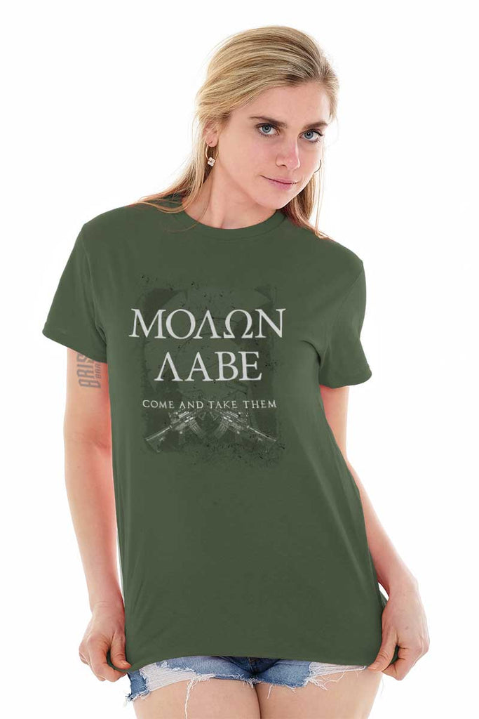 Female_MilitaryGreen2|Molon Labe T-Shirt|Tactical Tees