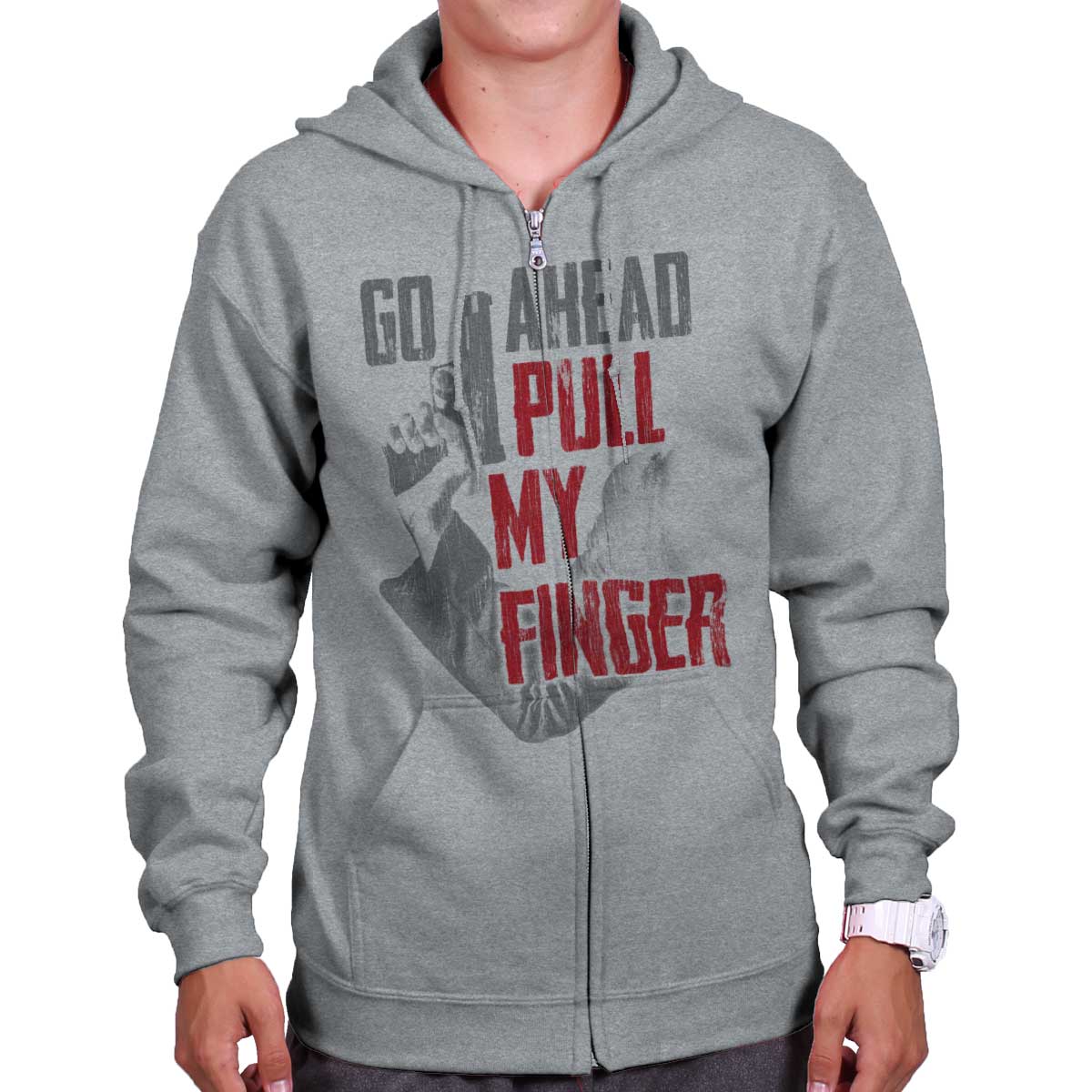 SportGrey|Go Ahead Pull My Finger Zip Hoodie|Tactical Tees