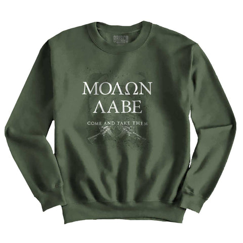 MilitaryGreen|Molon Labe Crewneck Sweatshirt|Tactical Tees