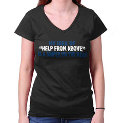 Black|Help From Above Junior Fit V-Neck T-Shirt|Tactical Tees