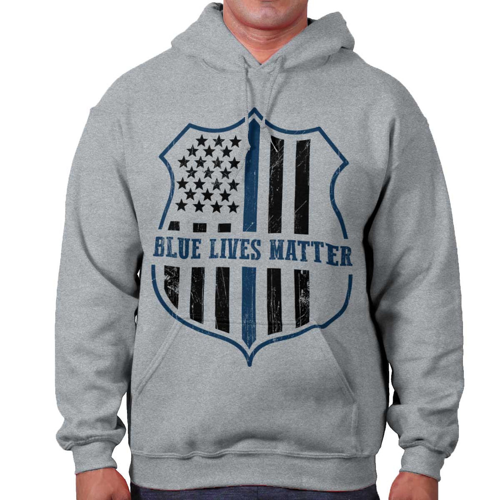 SportGrey|Blue Lives Matter Flag Hoodie|Tactical Tees