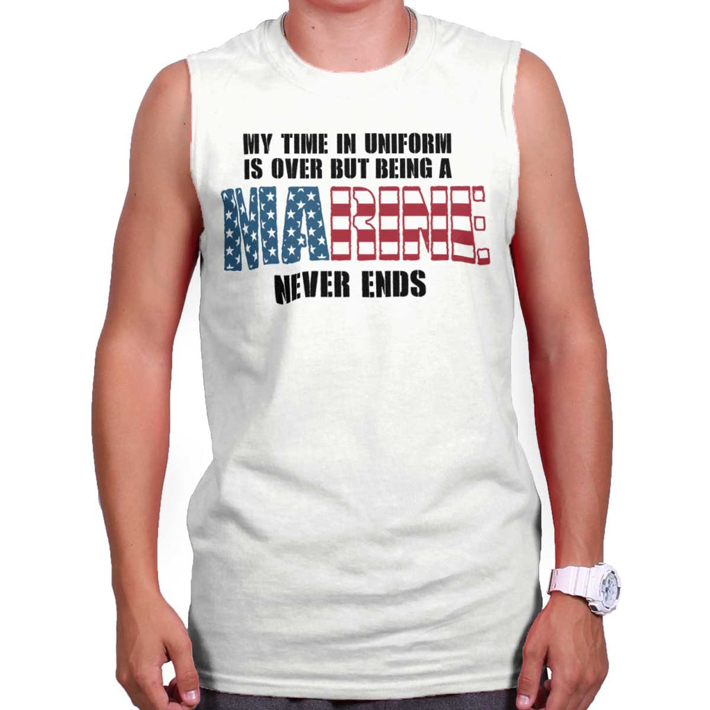 White|Marine Never Ends Sleeveless T-Shirt|Tactical Tees
