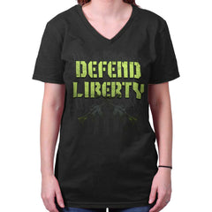Black|Defend Liberty V-Neck T-Shirt|Tactical Tees