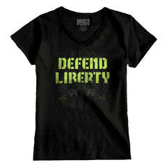 Black1|Defend Liberty Junior Fit V-Neck T-Shirt|Tactical Tees