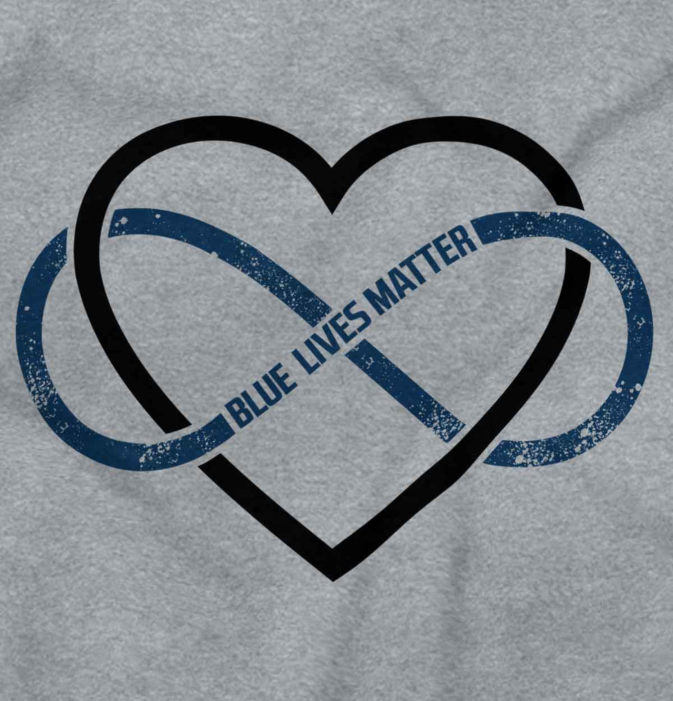 SportGrey2|Blue Lives Matter Heart Infinity V-Neck T-Shirt|Tactical Tees