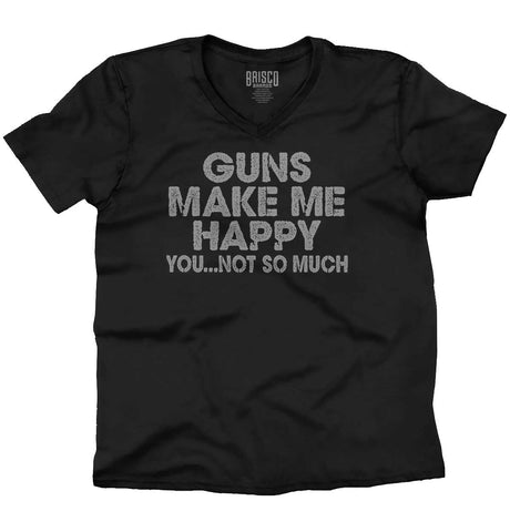 Black|Guns Make Me Happy V-Neck T-Shirt|Tactical Tees