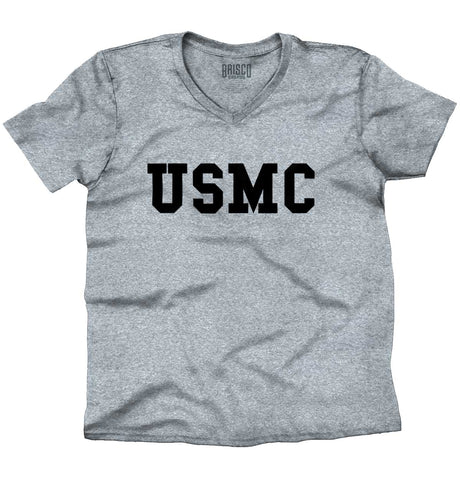 SportGrey|USMC Logo V-Neck T-Shirt|Tactical Tees
