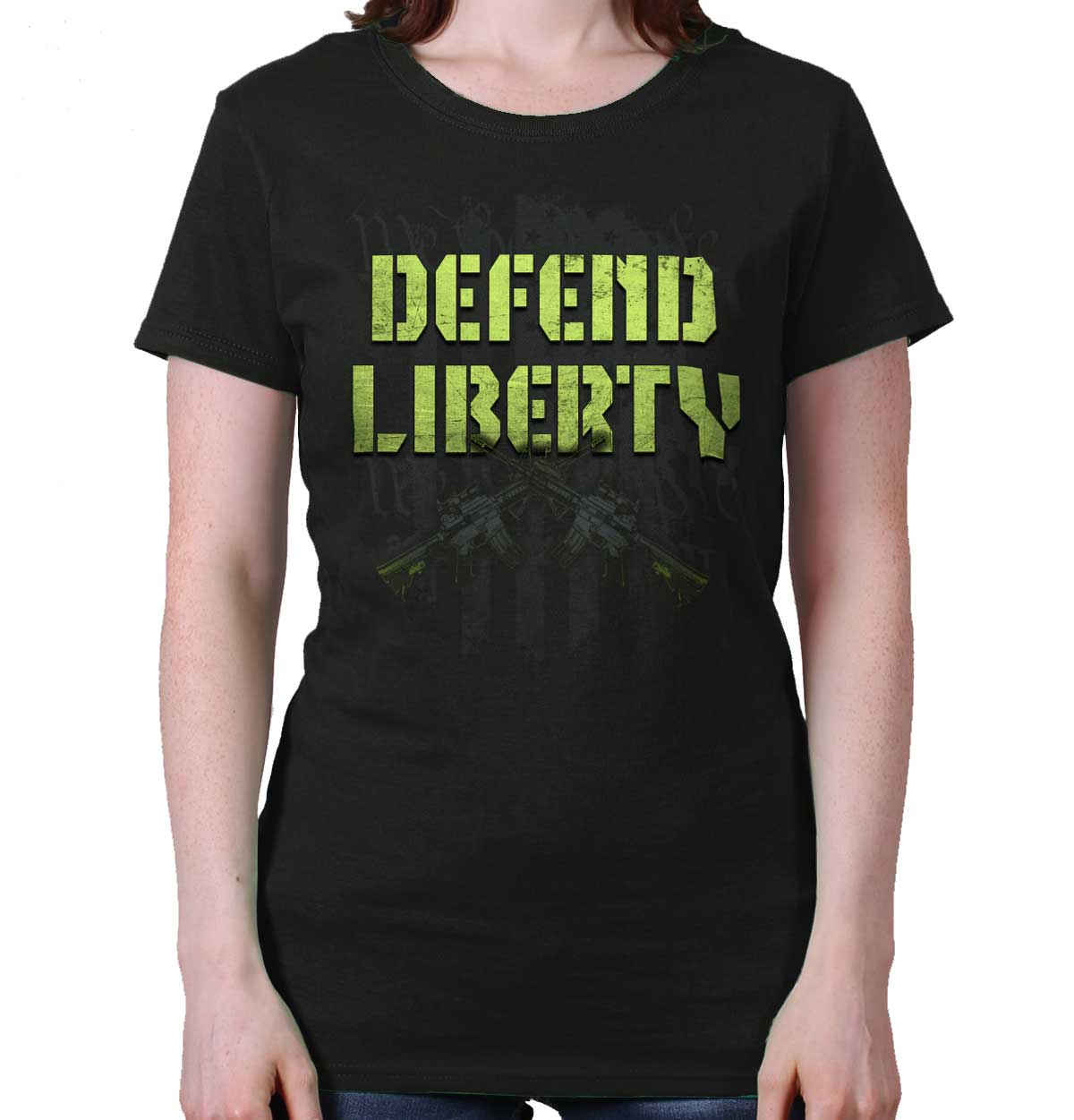 Black|Defend Liberty Ladies T-Shirt|Tactical Tees