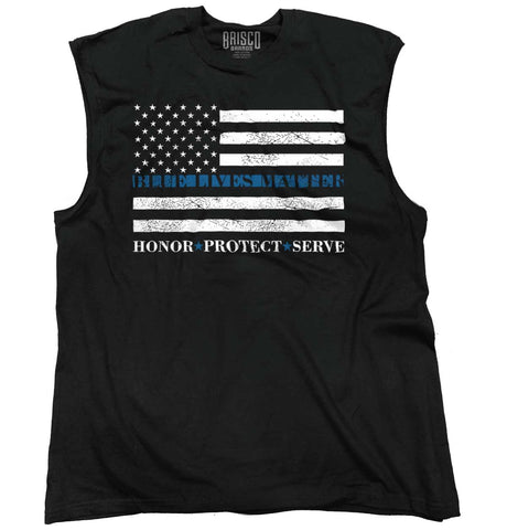 Black|Blue Lives Matter Honor Sleeveless T-Shirt|Tactical Tees