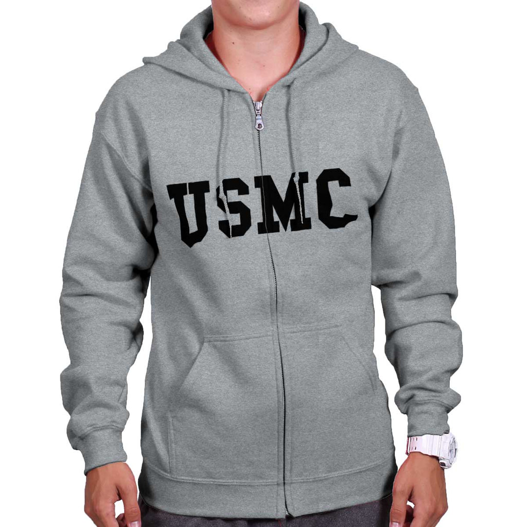 SportGrey|USMC Logo Zipper Hoodie|Tactical Tees