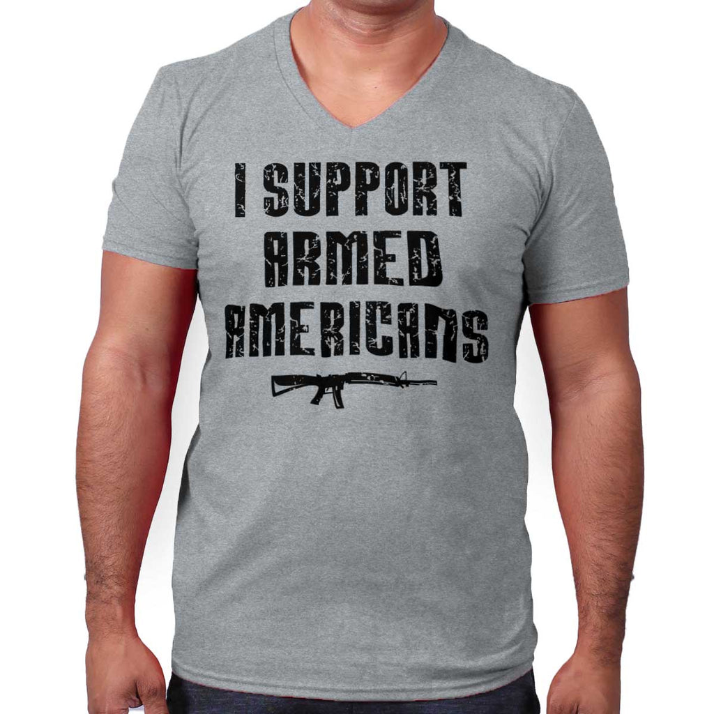 SportGrey|Support Armed Americans V-Neck T-Shirt|Tactical Tees