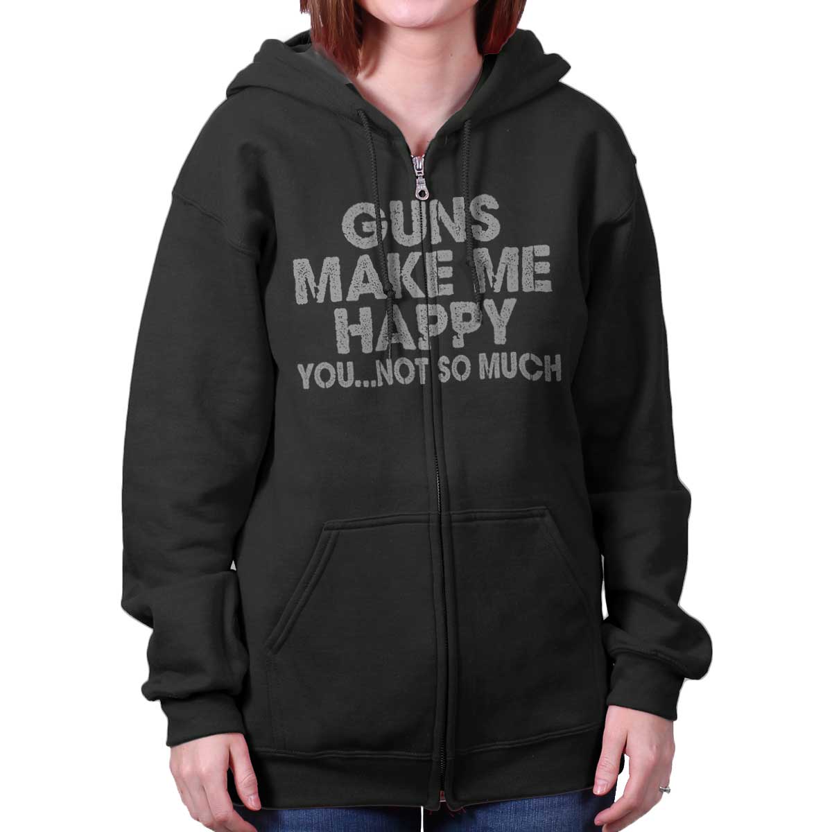 Black|Guns Make Me Happy Zip Hoodie|Tactical Tees
