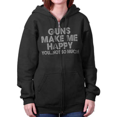 Black|Guns Make Me Happy Zip Hoodie|Tactical Tees