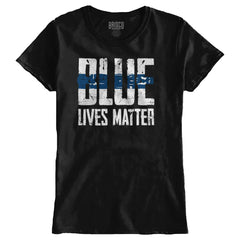 Black1|Blue Lives Matter Line Ladies T-Shirt|Tactical Tees
