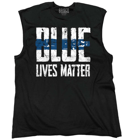 Black|Blue Lives Matter Line Sleeveless T-Shirt|Tactical Tees