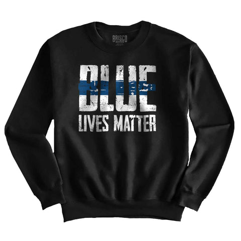 Black|Blue Lives Matter Line Crewneck Sweatshirt|Tactical Tees