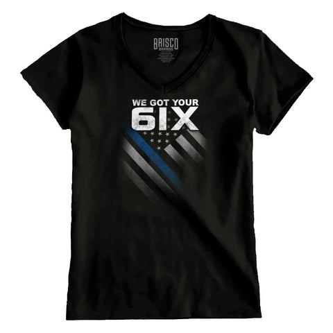 Black|Blue Lives Matter 6 Junior Fit V-Neck T-Shirt|Tactical Tees