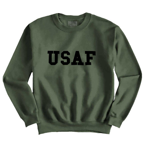 MilitaryGreen|USAF Logo Crewneck Sweatshirt|Tactical Tees