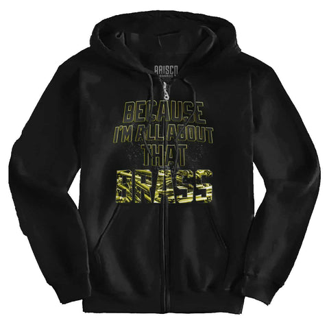 Black|All About that Brass Zip Hoodie|Tactical Tees