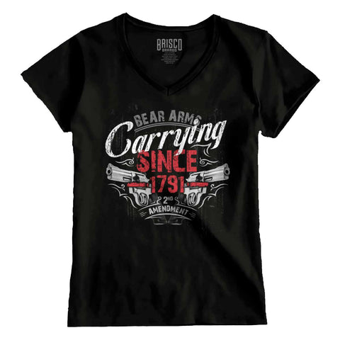 Black|Carrying Since Junior Fit V-Neck T-Shirt|Tactical Tees