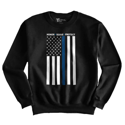 Black|Blue Lives Matter Vertical Crewneck Sweatshirt|Tactical Tees