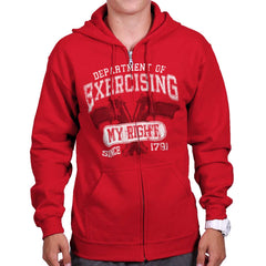 Red|DepartMalet of Exercising My Right Zip Hoodie|Tactical Tees