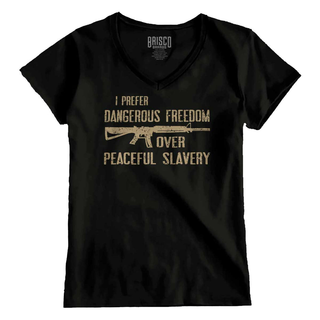 Black1|Peaceful Slavery Junior Fit V-Neck T-Shirt|Tactical Tees